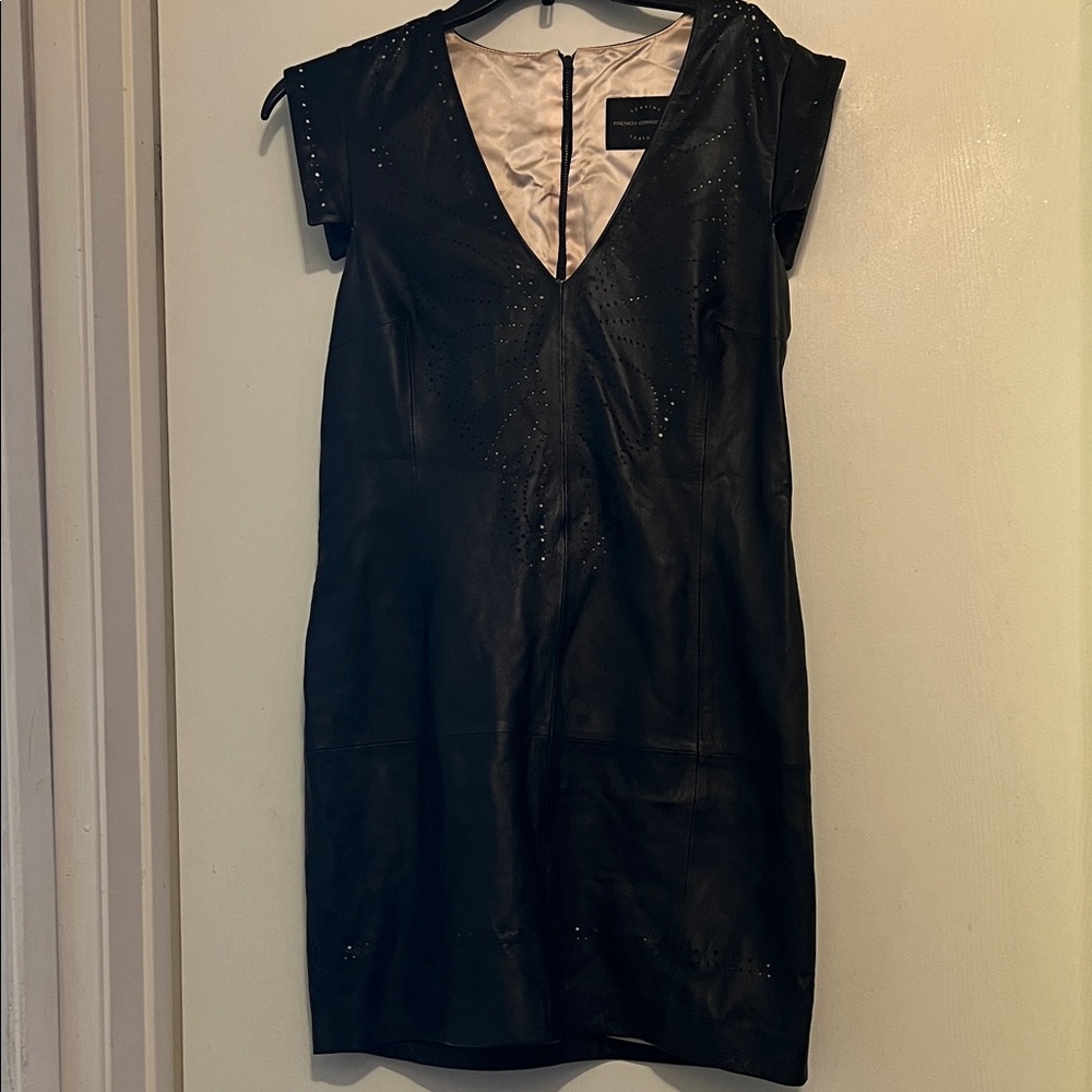 French Connection Black Leather Dress fully lined. RARE! READ sizing info!